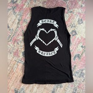 Limited Release Lauren Moshi Heart Breaker Black Graphic Tank Top size S